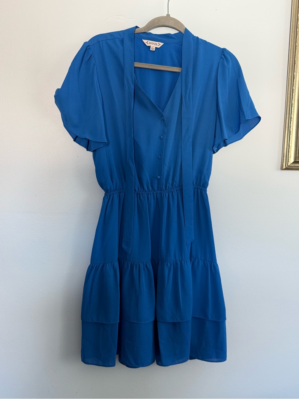 Nanette Lepore Royal Blue Tiered Short Sleeve Dress